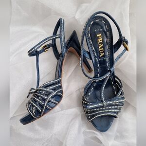 Prada Women's Navy Strappy Heels